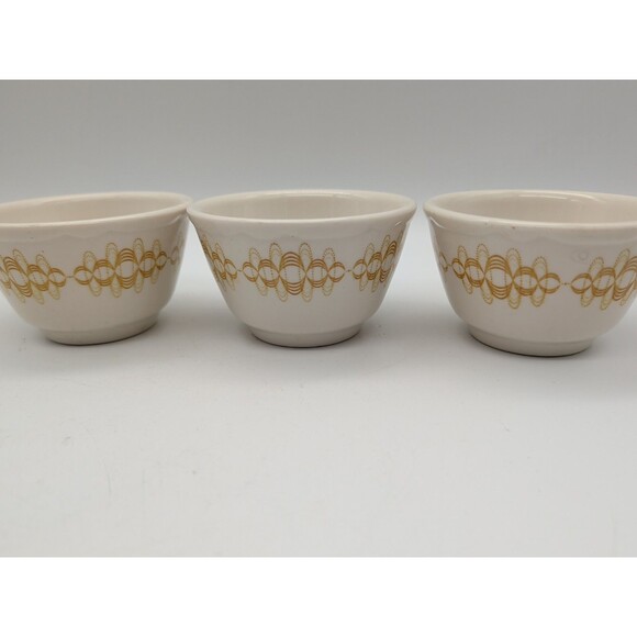 Vtg Buffalo China Mustard Loops Soup Cups Set Of 3 Restaurant Ware Replacement - Picture 5 of 5